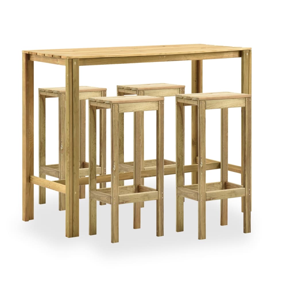 vidaXL Set mobilier bar de gradina, 5 piese, lemn de pin verde tratat