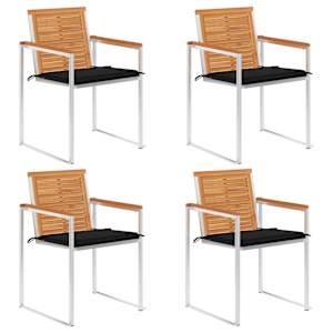 Vrtni stoli 4 kosi z blazinami trden akacijev les