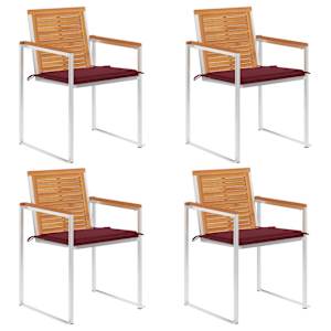 Vrtni stoli 4 kosi z blazinami trden akacijev les