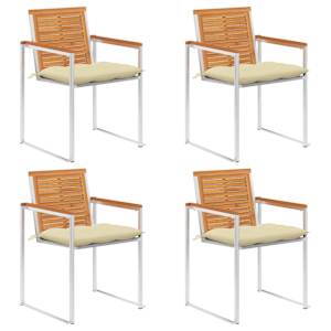 Vrtni stoli 4 kosi z blazinami trden akacijev les