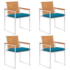 Vrtni stoli 4 kosi z blazinami trden akacijev les