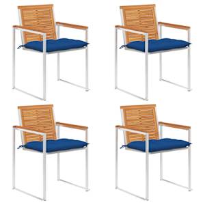 Vrtni stoli 4 kosi z blazinami trden akacijev les