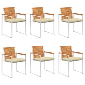 Vrtni stoli 6 kosov z blazinami trdna tikovina