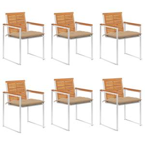 Vrtni stoli 6 kosov z blazinami trdna tikovina