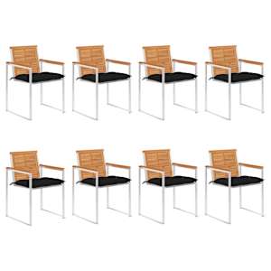 Vrtni stoli 8 kosov z blazinami trden akacijev les