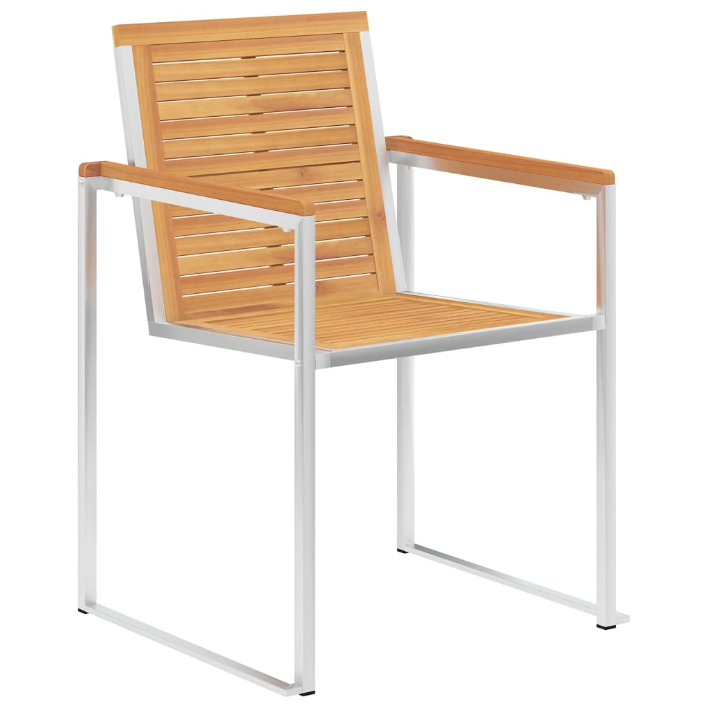 

vidaXL Tuinstoelen 6 st massief teakhout en roestvrij staal