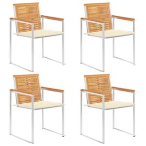 Vrtni stoli 4 kosi z blazinami trdna tikovina