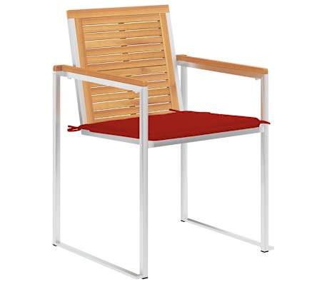 vidaXL Chaises de jardin lot de 4 avec coussins Bois de teck massif