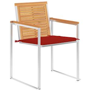 vidaXL Chaises de jardin lot de 4 avec coussins Bois de teck massif