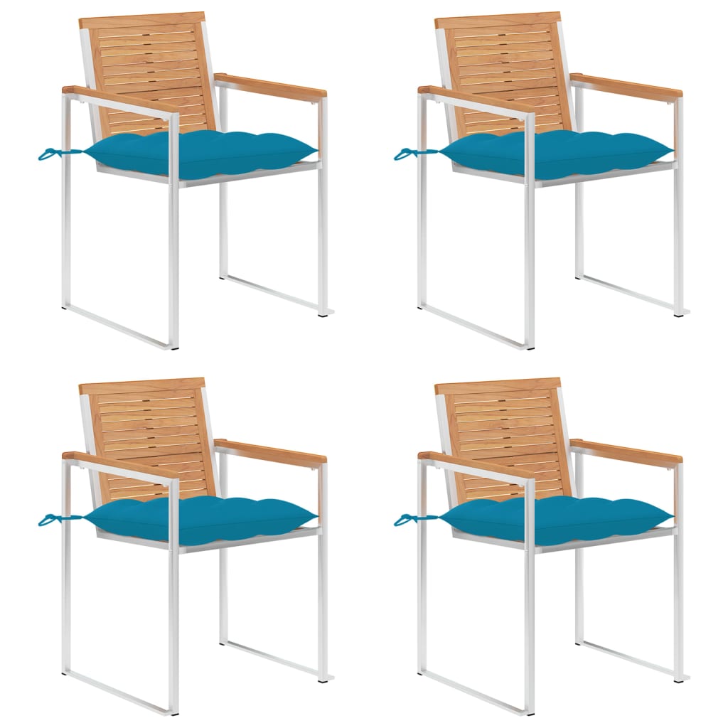 vidaXL Gartenstühle 4 Stk. mit Kissen Massivholz Teak