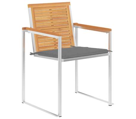 vidaXL Cadeiras de jardim 6 pcs c/ almofad&otilde;es madeira de teca maci&ccedil;a