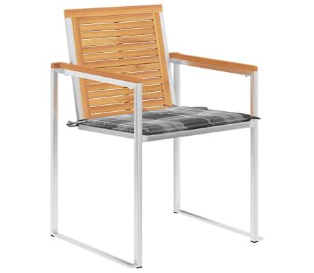 vidaXL Chaises de jardin lot de 6 avec coussins Bois de teck massif