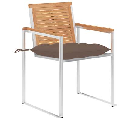 vidaXL Cadeiras de jardim 6 pcs c/ almofad&otilde;es madeira de teca maci&ccedil;a