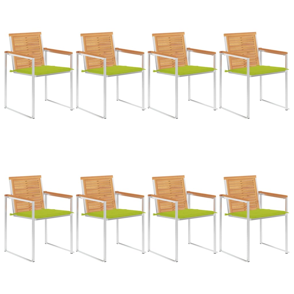 Zahradní židle 8 ks s poduškami masivní teakové dřevo