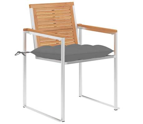 vidaXL Cadeiras de jardim 8 pcs c/ almofad&otilde;es madeira de teca maci&ccedil;a