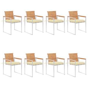 Vrtni stoli 8 kosov z blazinami trdna tikovina