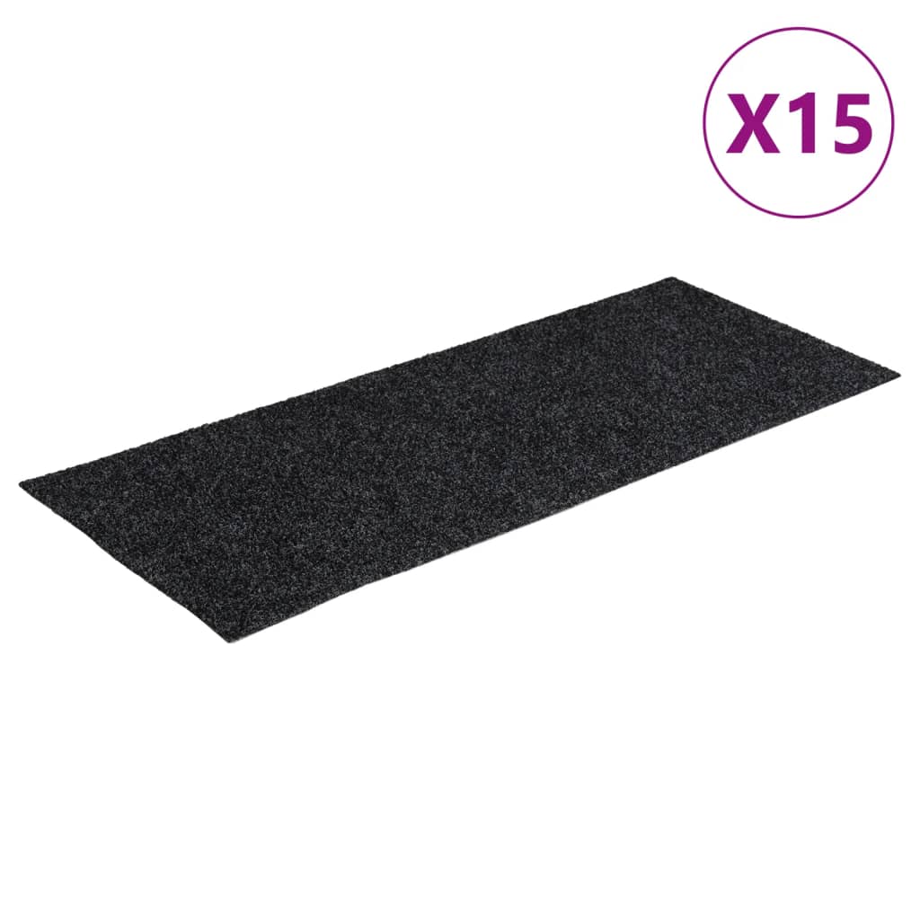 vidaXL Schodové rohože samolepicí 15 ks 60 x 25 cm šedé obdélníkové