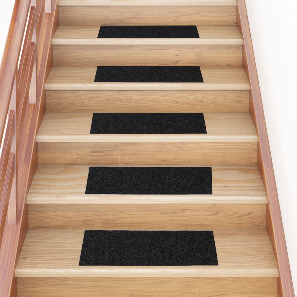 vidaXL Tapis d'escalier autocollants Rectangulaire 15 pcs 60x25cm Noir