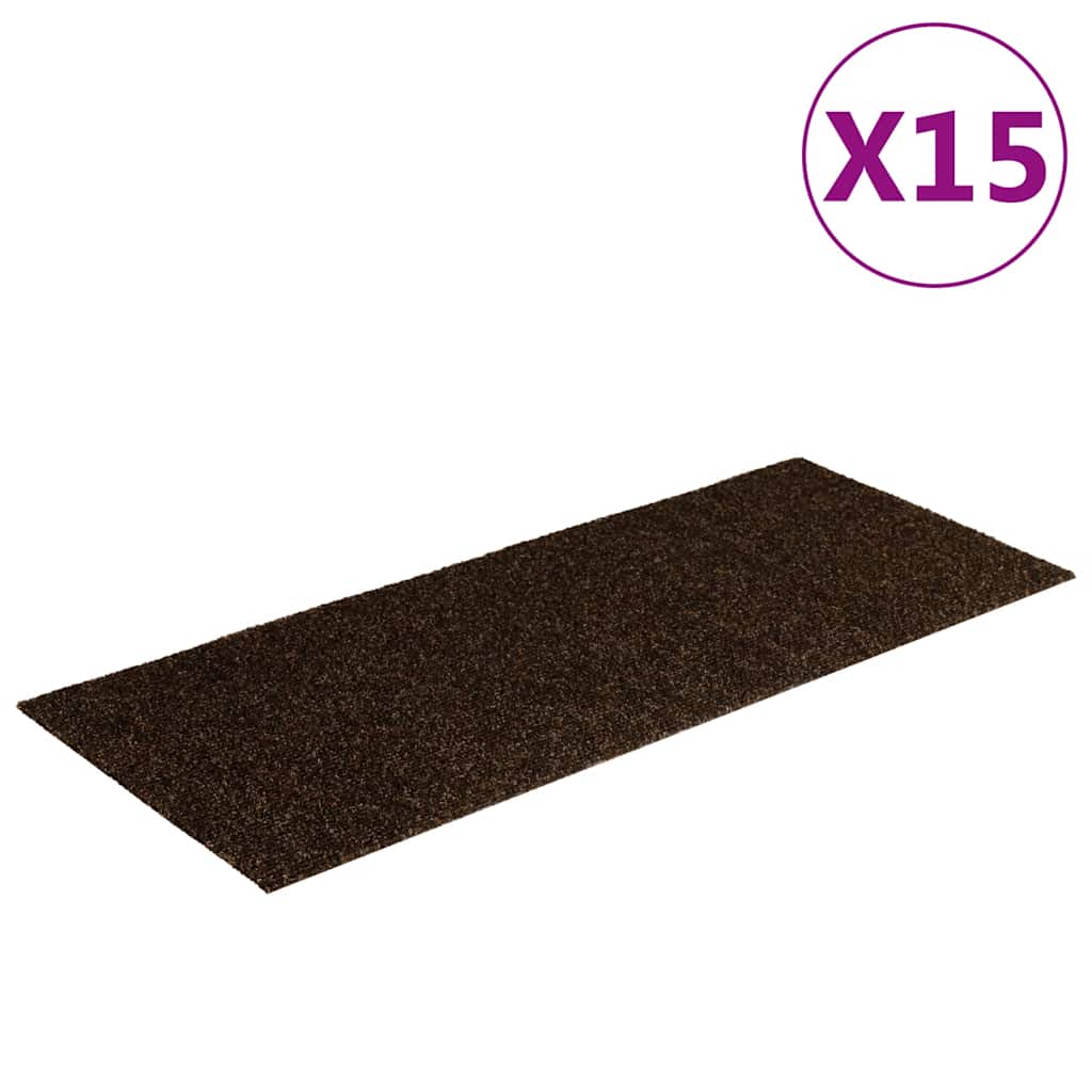 vidaXL Samolepící nášlapy na schody obdélníkové 15 ks 60 x 25 cm hnědé