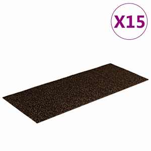 Schodové rohože samolepicí 15 ks 60 x 25 cm hnědé obdélníkové - obrázek 2