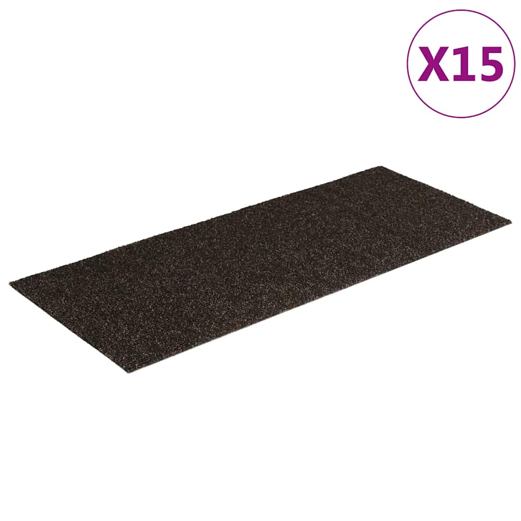 vidaXL Samolepící nášlapy na schody obdélník 15 ks 60x25cm tmavě hnědé