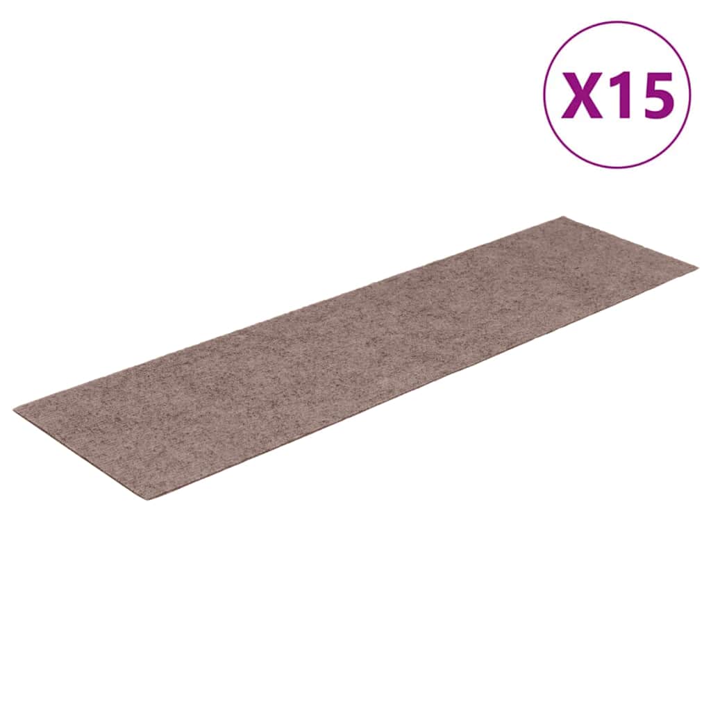 vidaXL Schodové rohože samolepicí 15 ks 76 x 20 cm světle hnědé obdélníkové