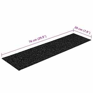 Schodové rohože samolepicí 15 ks 76 x 20 cm černé obdélníkové - obrázek 8