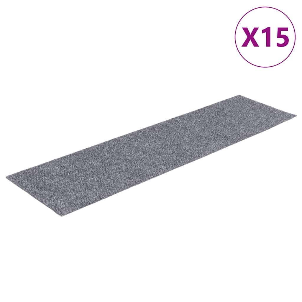 vidaXL Samolepící nášlapy na schody obdélník 15 ks 76x20cm světle šedé