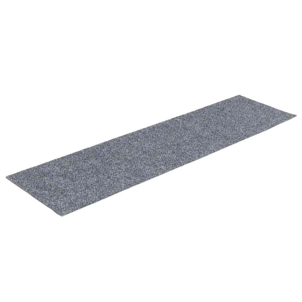 vidaXL 15 db öntapadós lépcsőszőnyeg, 76 x 20 cm, világosszürke, téglalap alakú