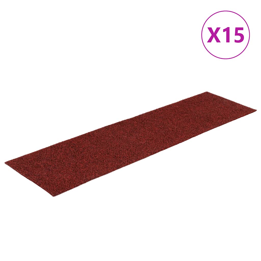 vidaXL Samolepící nášlapy na schody obdélníkové 15 ks 76x20 cm červené