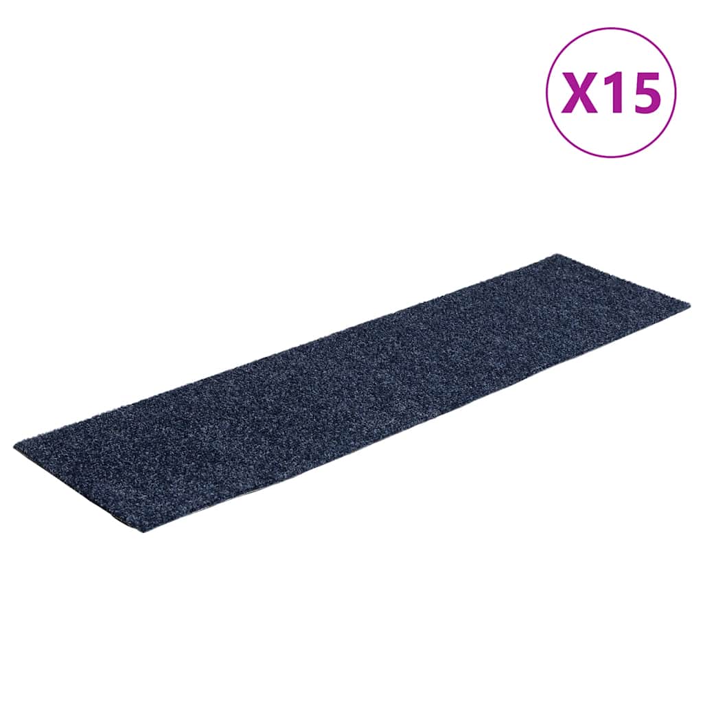 vidaXL Samolepící nášlapy na schody obdélníkové 15ks 76x20cm šedomodré
