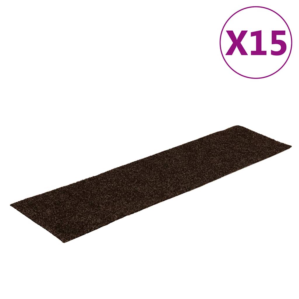 vidaXL Samolepící nášlapy na schody obdélníkové 15 ks 76 x 20 cm hnědé