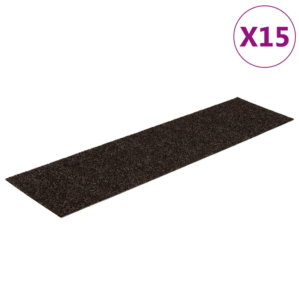 vidaXL Samolepící nášlapy na schody obdélník 15 ks 76x20cm tmavě hnědé