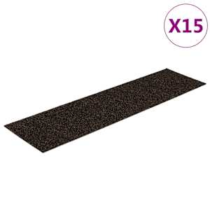 Schodové rohože samolepicí 15 ks 76 x 20 cm tmavě hnědé obdélníkové - obrázek 2