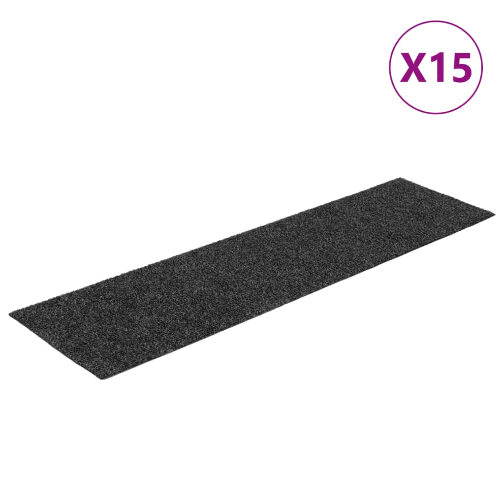 vidaXL Samolepicí nášlapy na schody obdélník 15 ks 76 x 20 cm antracit