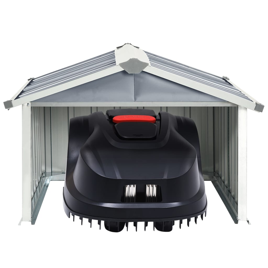 vidaXL Șopron robot de gazon, gri, 92x97x63cm, oțel zincat