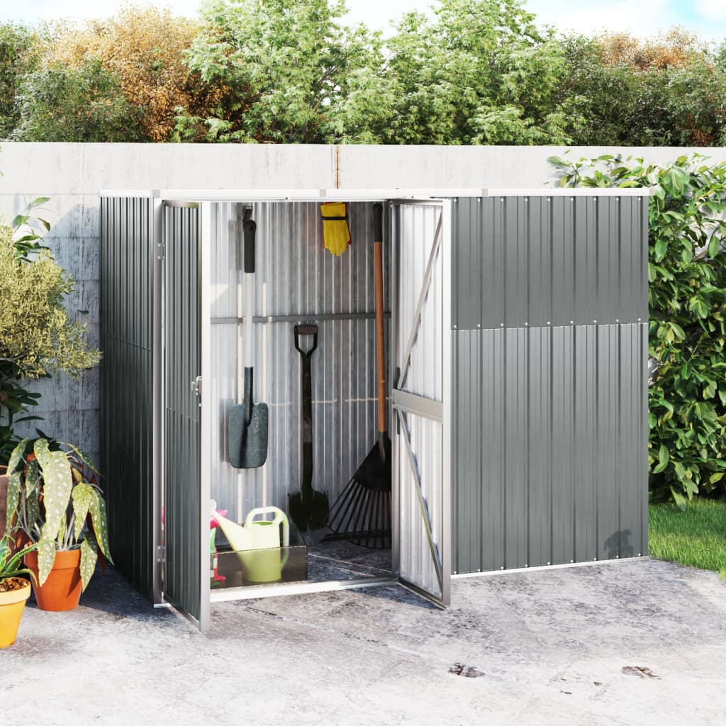vidaXL Gerätehaus Grau 225x89x161 cm Verzinkter Stahl