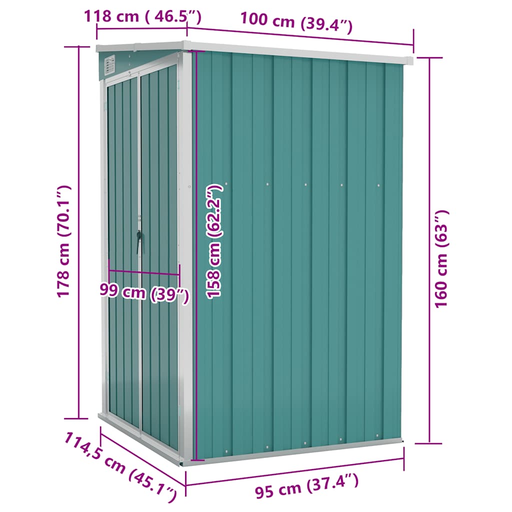 Storage Shed Wall-mounted Garden Shed for Backyard Galvanized Steel vidaXL - Picture 39 of 60