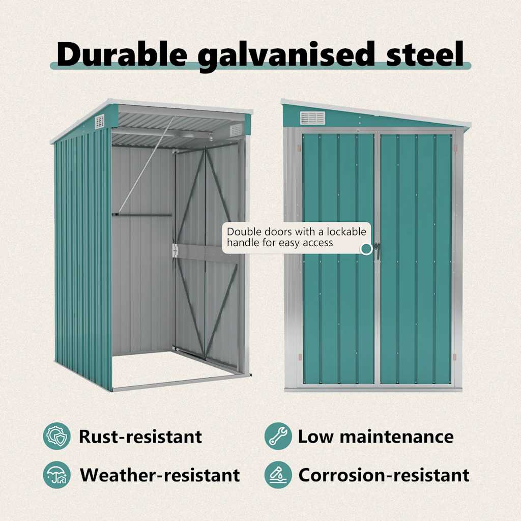 Storage Shed Wall-mounted Garden Shed for Backyard Galvanized Steel vidaXL - Picture 44 of 60