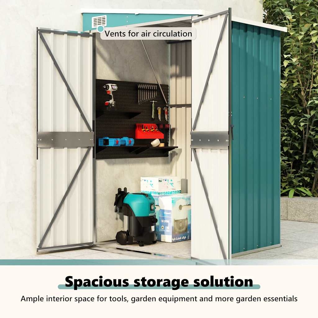 Storage Shed Wall-mounted Garden Shed for Backyard Galvanized Steel vidaXL - Picture 45 of 60