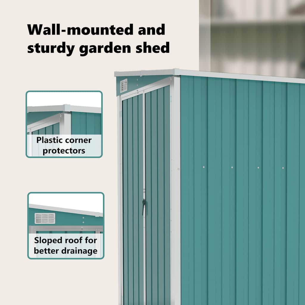 Storage Shed Wall-mounted Garden Shed for Backyard Galvanized Steel vidaXL - Picture 46 of 60