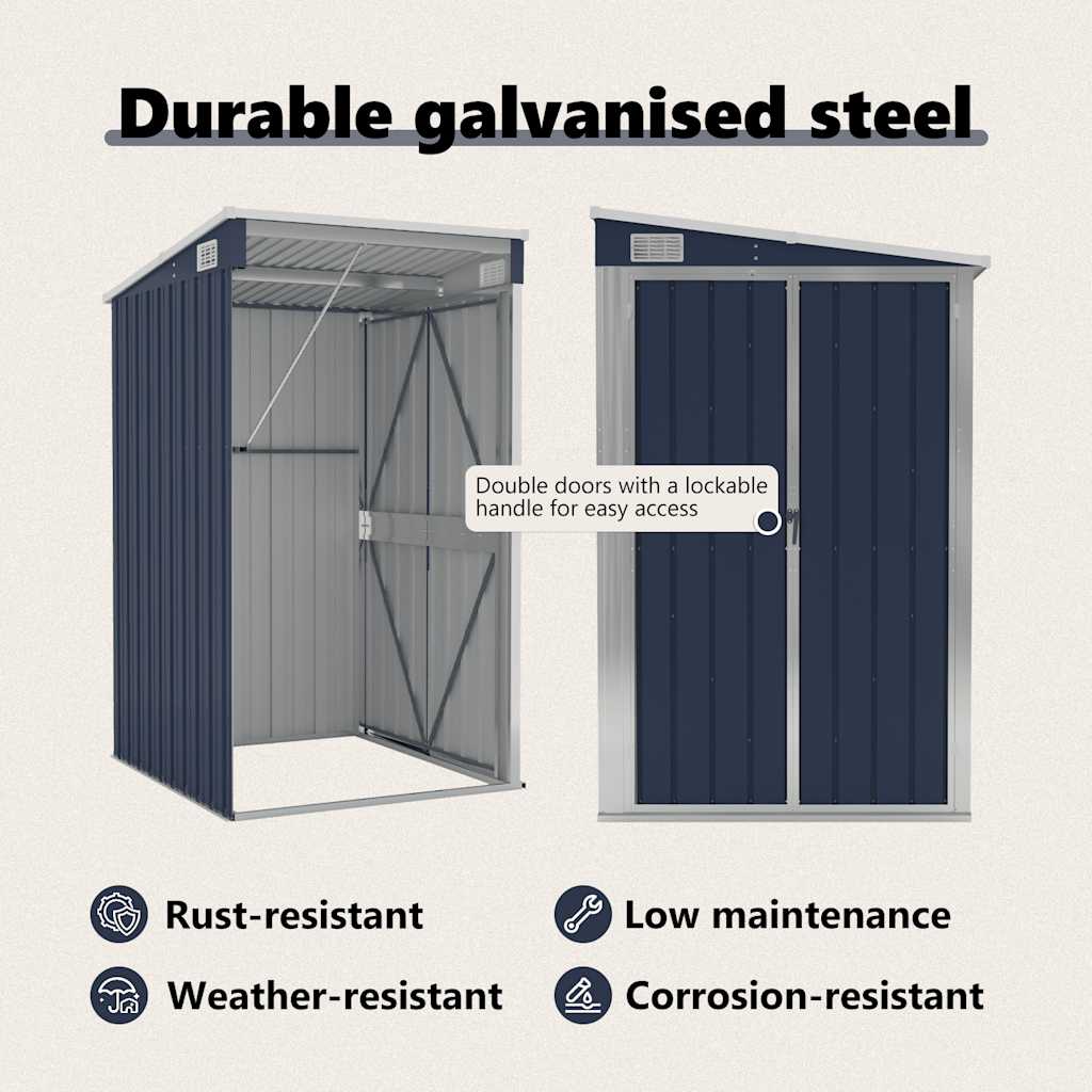 Wall-mounted Garden Shed Tool Storage House Backyard Galvanised Steel vidaXL - Picture 20 of 60