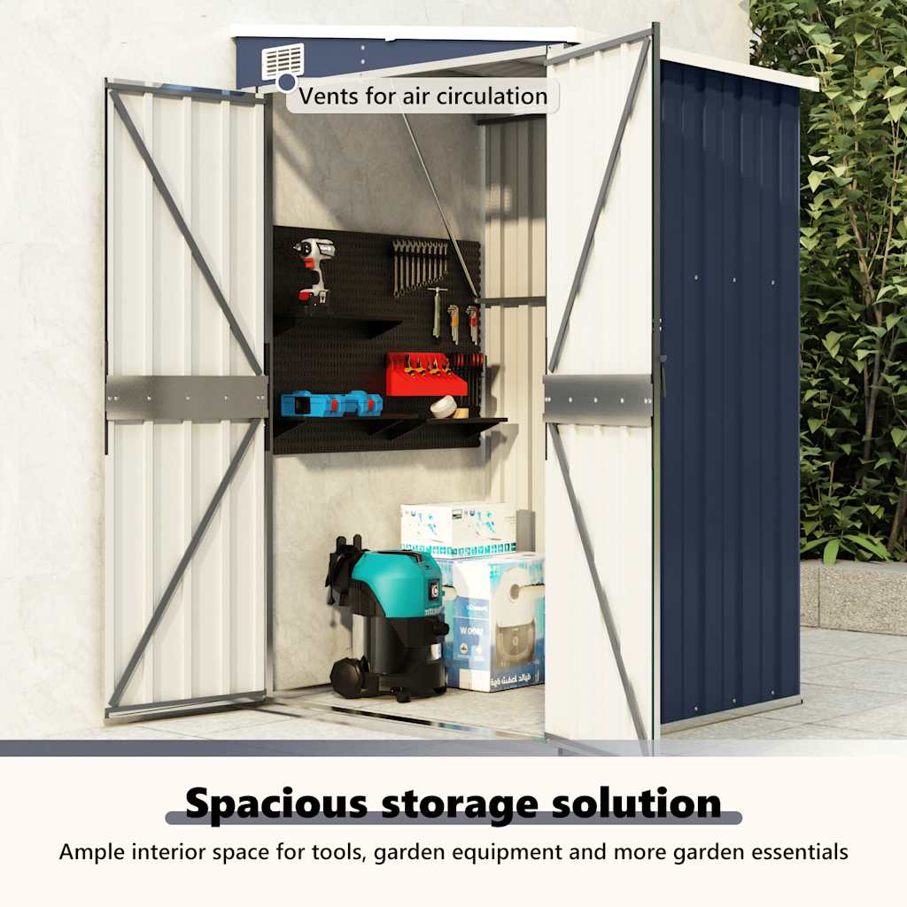 Wall-mounted Garden Shed Tool Storage House Backyard Galvanised Steel vidaXL - Picture 21 of 60
