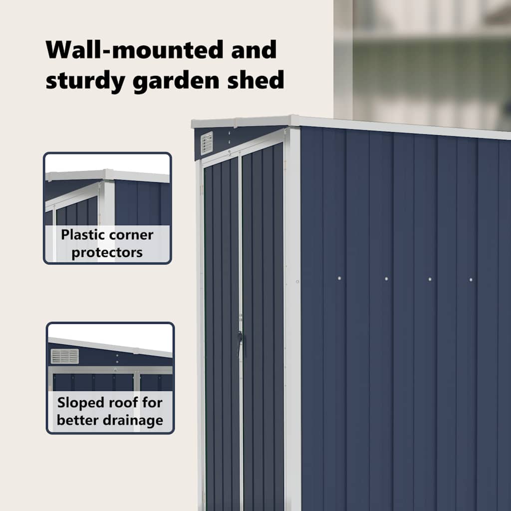 Wall-mounted Garden Shed Tool Storage House Backyard Galvanised Steel vidaXL - Picture 22 of 60