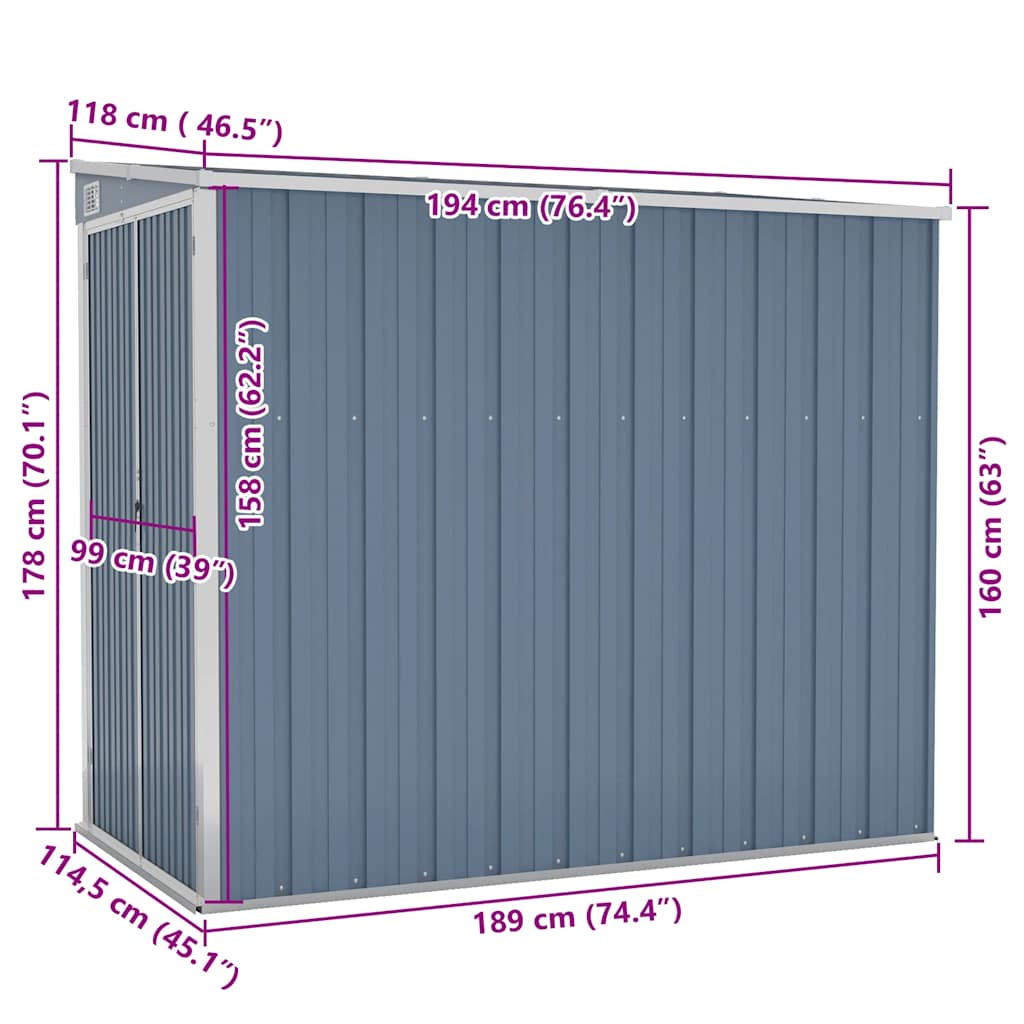 Storage Shed Wall-mounted Garden Shed for Backyard Galvanized Steel vidaXL - Picture 51 of 60