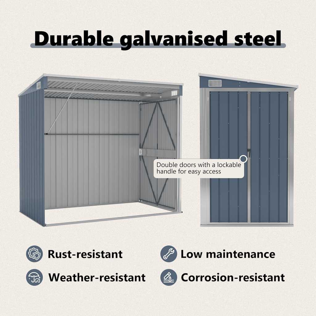 Storage Shed Wall-mounted Garden Shed for Backyard Galvanized Steel vidaXL - Picture 56 of 60