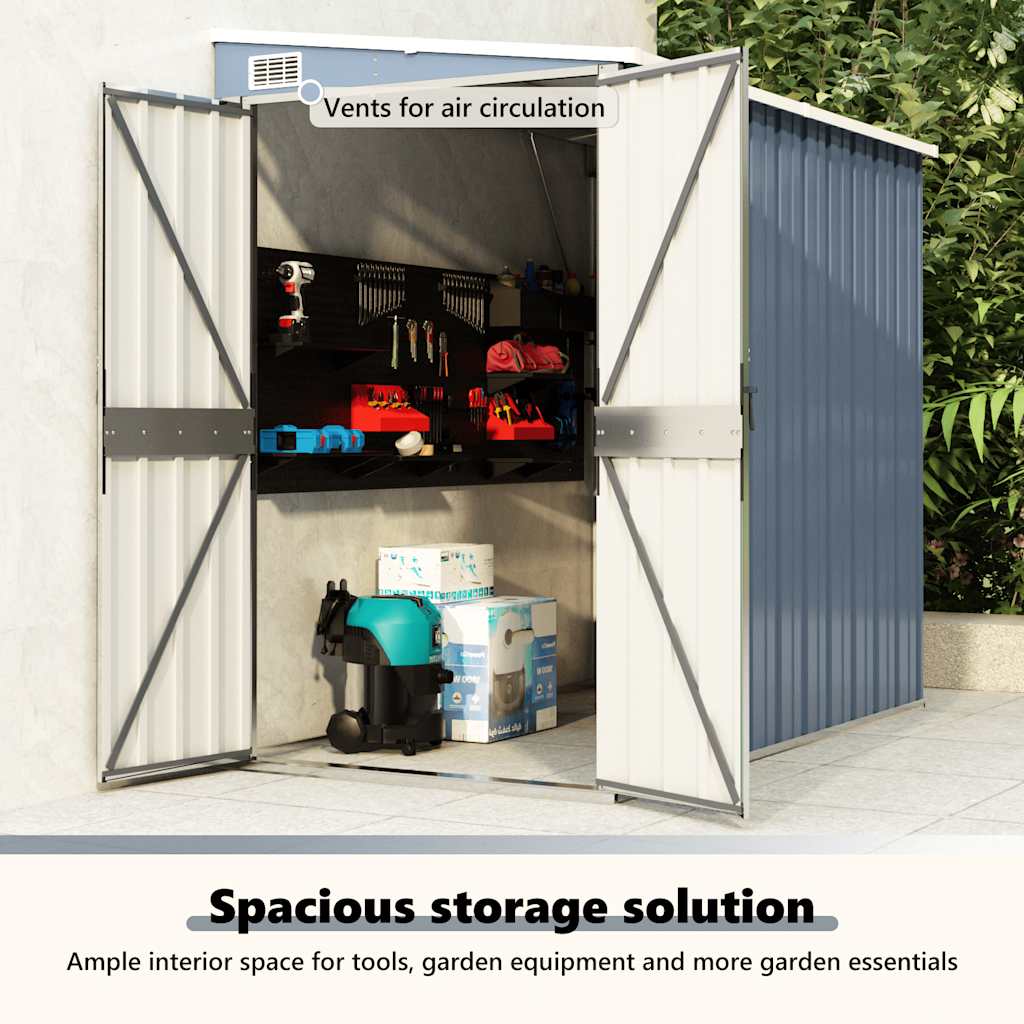 Storage Shed Wall-mounted Garden Shed for Backyard Galvanized Steel vidaXL - Picture 57 of 60
