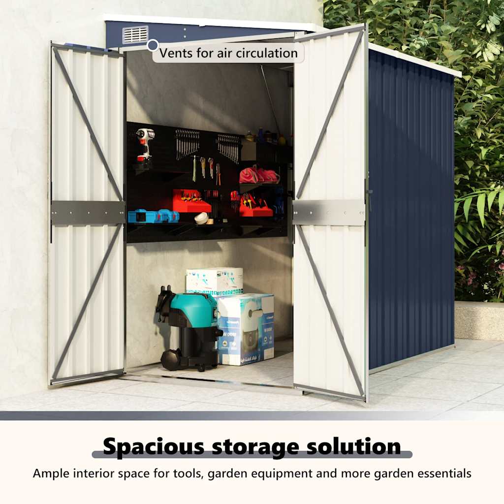 Wall-mounted Garden Shed Tool Storage House Backyard Galvanised Steel vidaXL - Picture 33 of 60