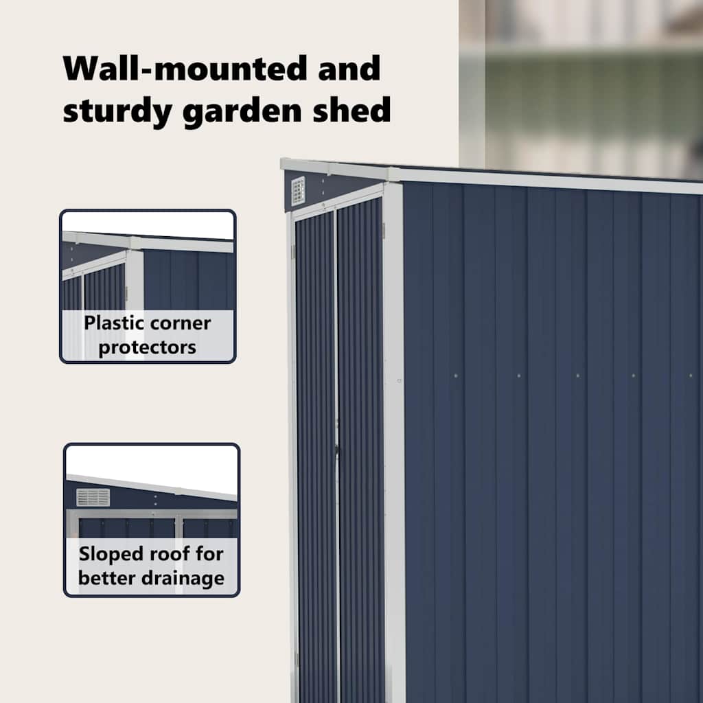 Wall-mounted Garden Shed Tool Storage House Backyard Galvanised Steel vidaXL - Picture 34 of 60