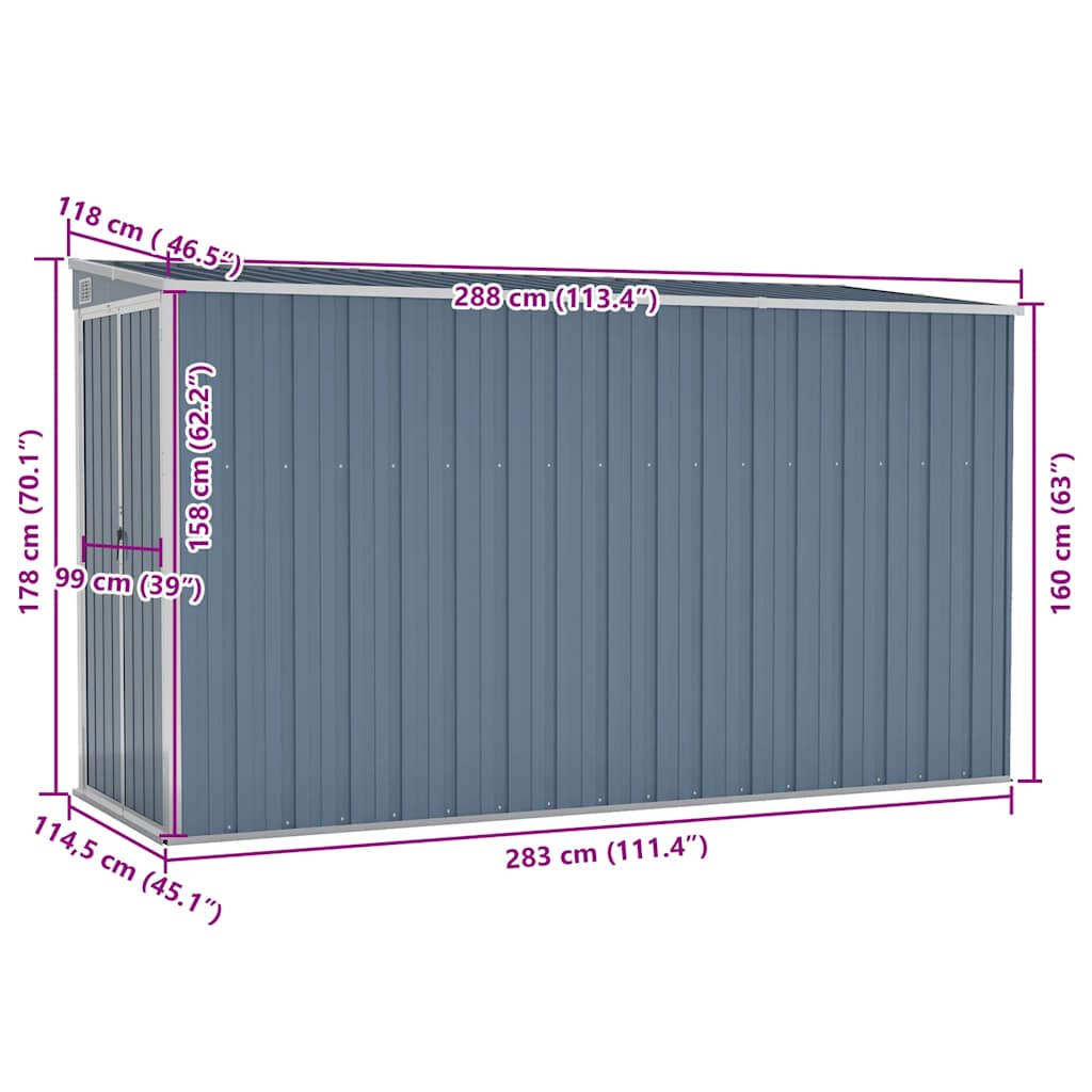 Storage Shed Wall-mounted Garden Shed for Backyard Galvanized Steel vidaXL - Picture 15 of 60